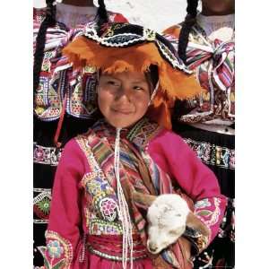  Portrait of a Local Smiling Peruvian Girl in Traditional Dress 