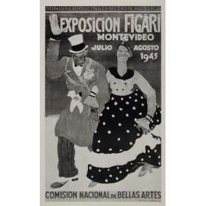   Exposicion Figari Montevideo Uruguay Poster   Original Halftone Print