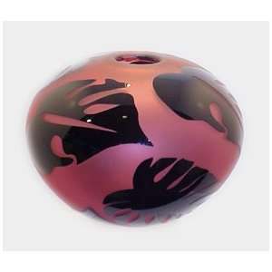  Correia Designer Art Glass, Vase Ruby/Black Leaf