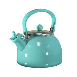 Whistling Solid color Tea Kettle   Turquoise with Glass Lid  