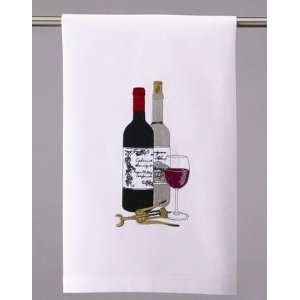  Red & White Wine with Glass Kitchen / Bar Dish or Hand Guest Towel 